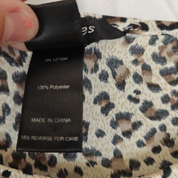 Ali Miles Ruffle Sleeve Cheetah Printed Blouse Size LG Women's - Picture 7 of 10